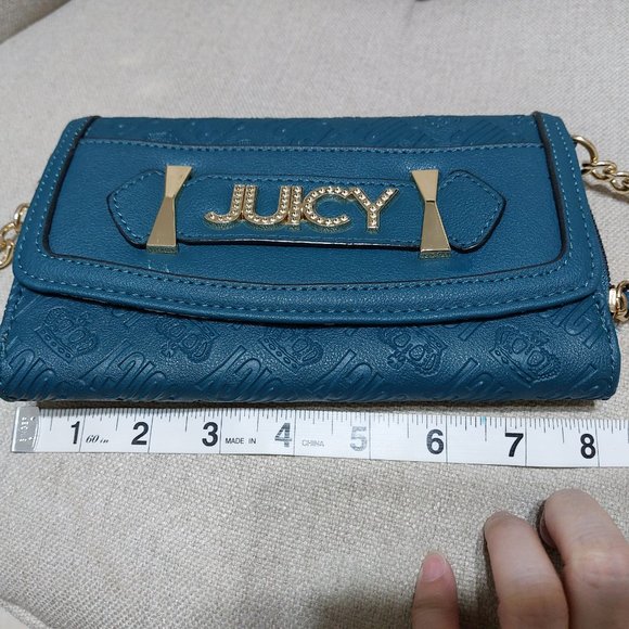 JUICY COUTURE HANDBAG WALLET With Long Crossbody Handbag Gold Chain - Picture 9 of 13